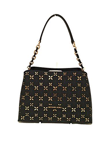 michael kors portia perorated leather satchel bag black|macy's Michael Kors.